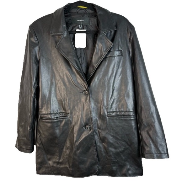 Vero Moda Jackets & Blazers - Vero Moda Faux Leather Blazer in Black 2 Button Slit Pockets Size XS NWT-flawed